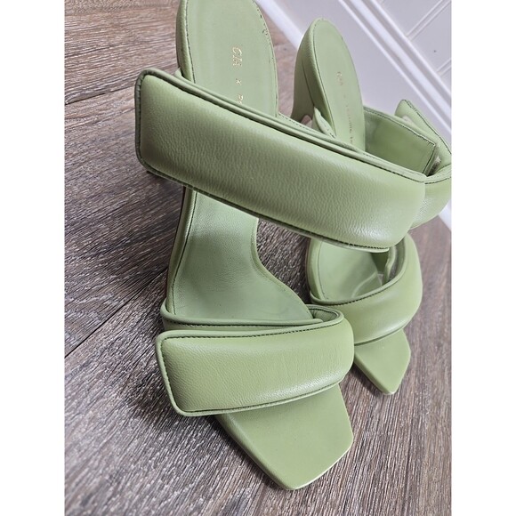 Gia Borghini GIA x Pernille Teisbaek Two Strap Padded Leather Sandals Green 37 - Picture 2 of 16
